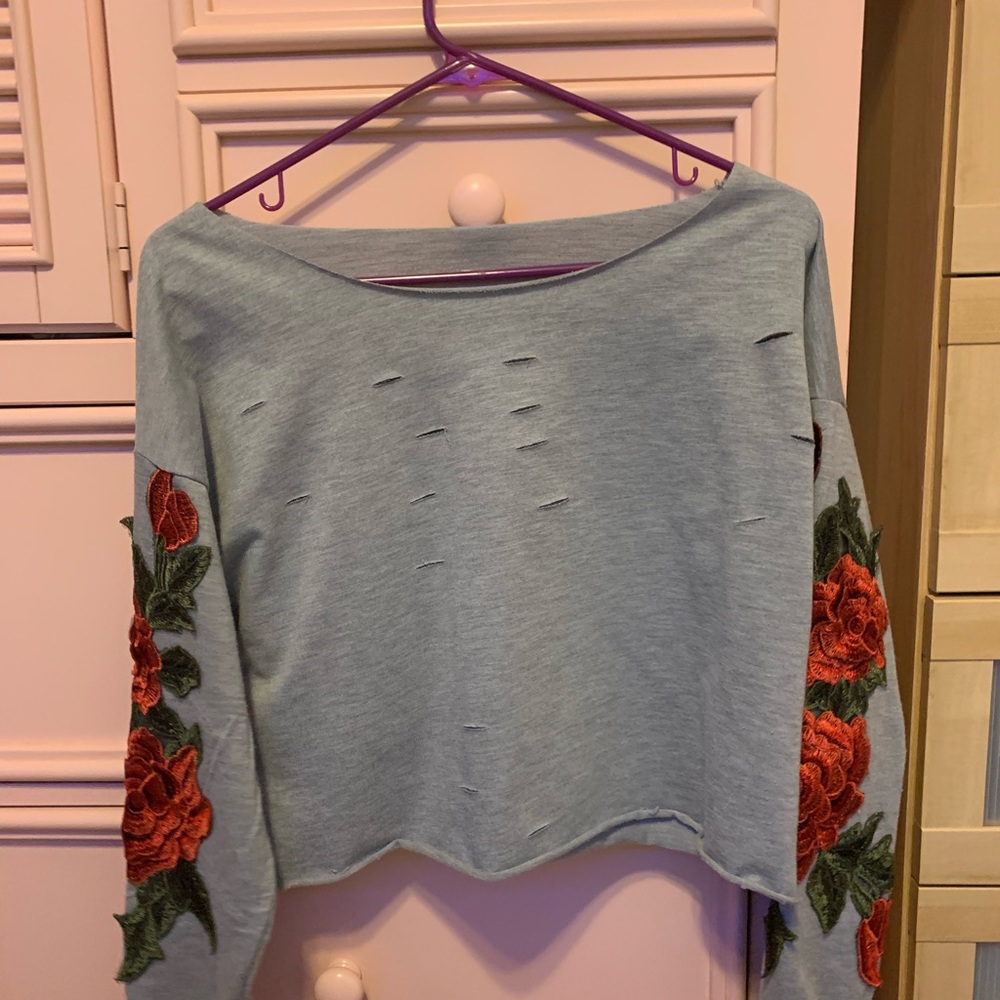 Rose Embroidered Tee
